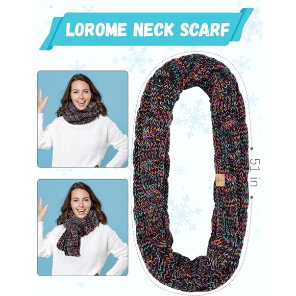 Women’s  Colorful Knit Beanie Hat, Gloves, Scarf & Ear Warmer Set - Winter - Picture 4 of 6